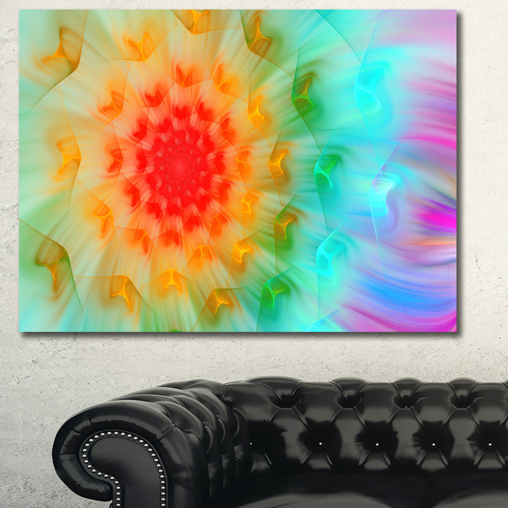 Red Fractal Petals Dandelion, Floral Canvas Art Print, 40"x30"