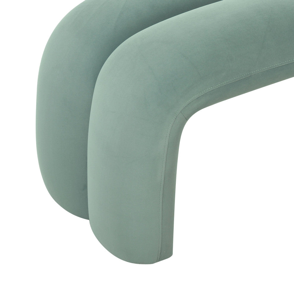 Leigh Green Velvet Channeled Bench - Green
