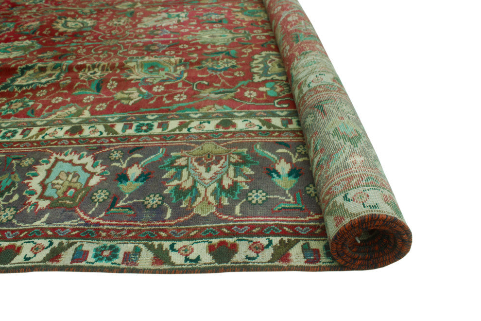Fine Vintage Distressed Una Red/Navy Rug, 9'5x12'4