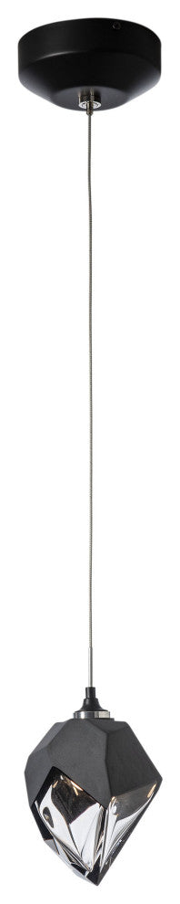 Chrysalis 1-Light Small Pendant Black Finish- Standard, Black Crystal