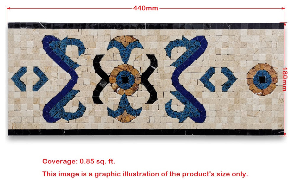 Royal Sapphire 7.1x17.3 Marble Mosaic Border Listello Tile Polished, 1 piece