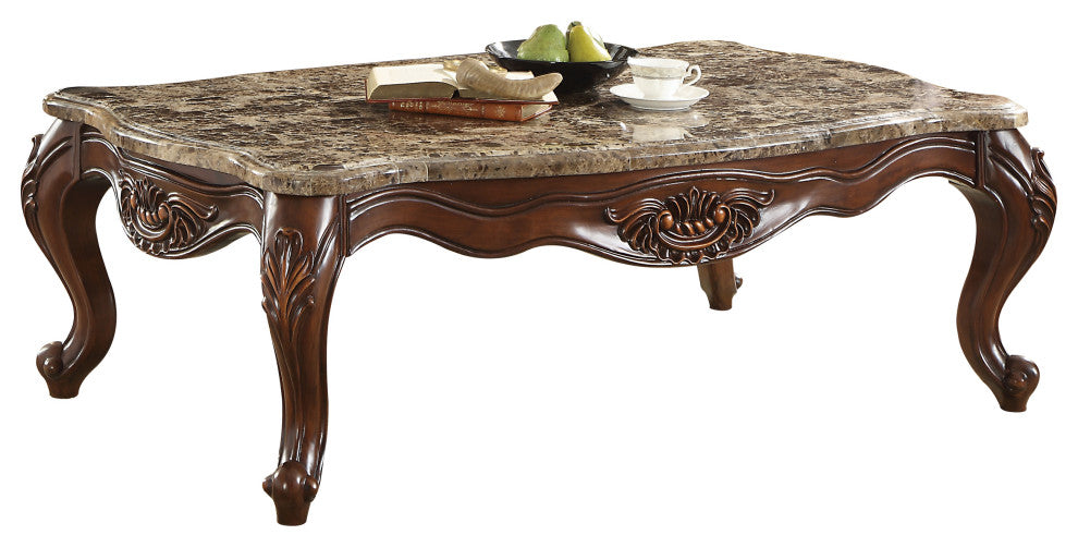ACME Jardena Coffee Table, Marble and Cherry Oak