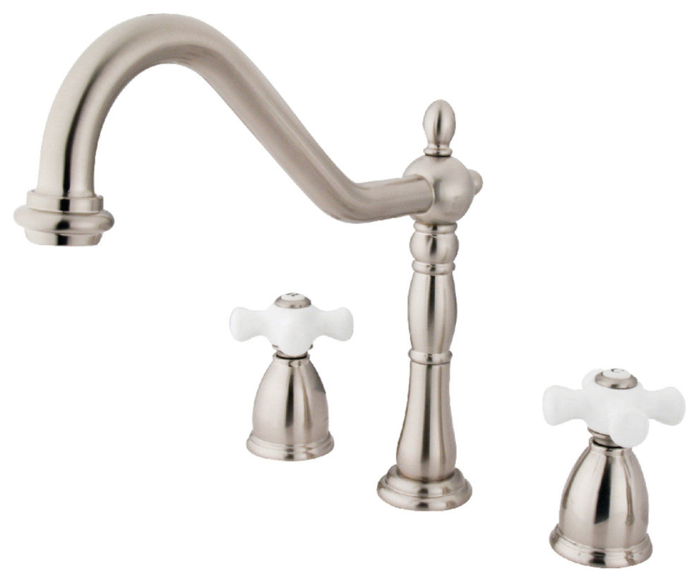 Kingston Brass Widespread Kitchen Faucet, Brushed Nickel