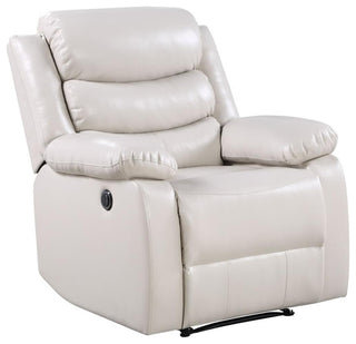 Bowery Hill Faux Leather Power Recliner with Pillow Top Armrest in Beige