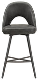 Tierno 24" Counter Height Metal Swivel Stools, Set of 2, Dark Grey PU Leather