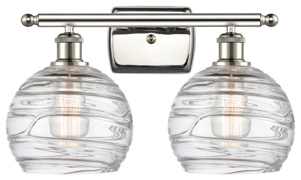 Deco Swirl 2-Light Bath Vanity-Light, Polished Nickel, Clear