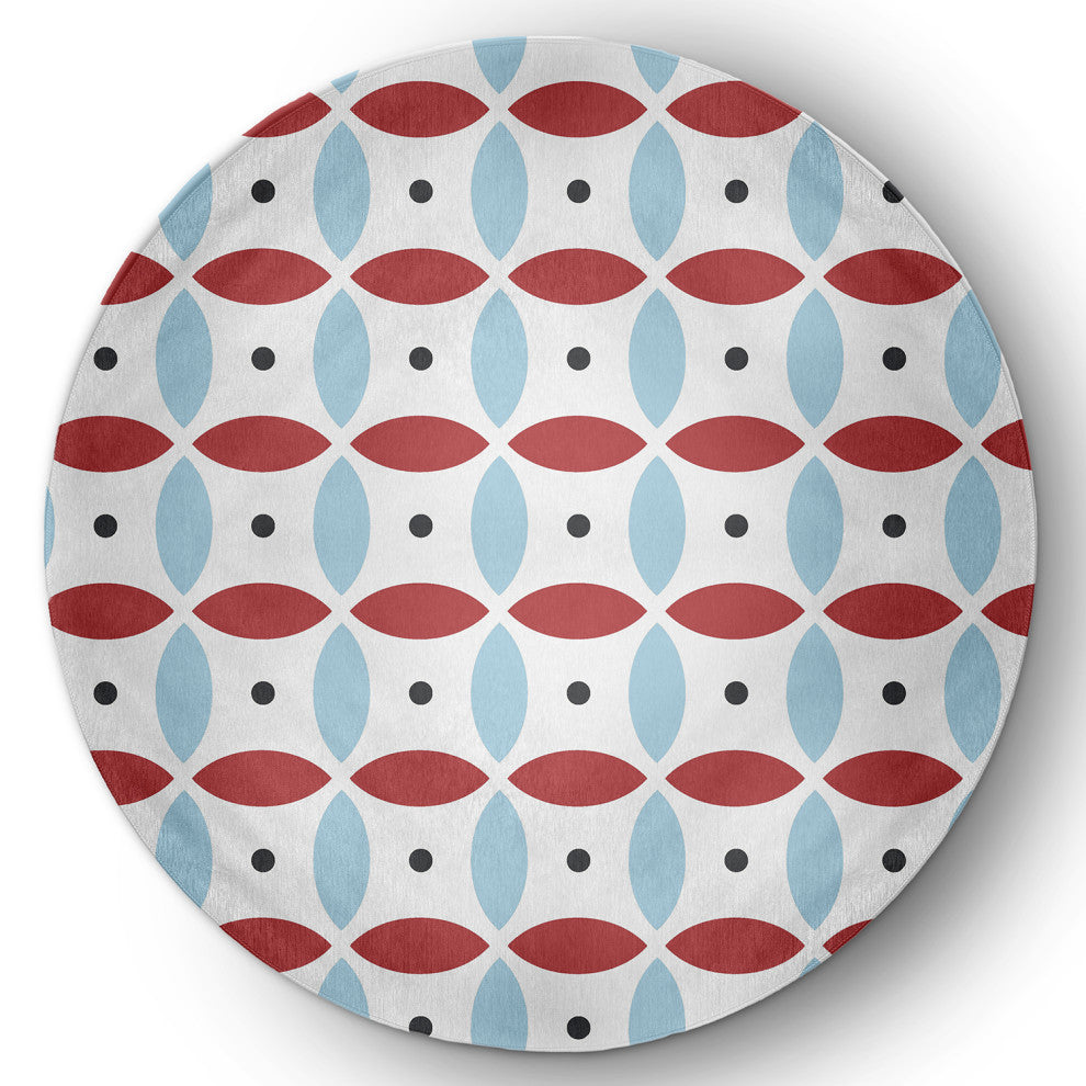 Geometric Spring Chenille Rug, Ligonberry Red, 5' Round