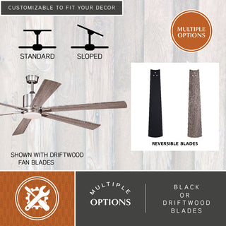 Wheelock 72" Ceiling Fan, Satin Nickel