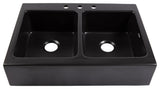Parker Black Fireclay 34"³ Double Bowl Quick-Fit Farmhouse Drop-in Kitchen Sink