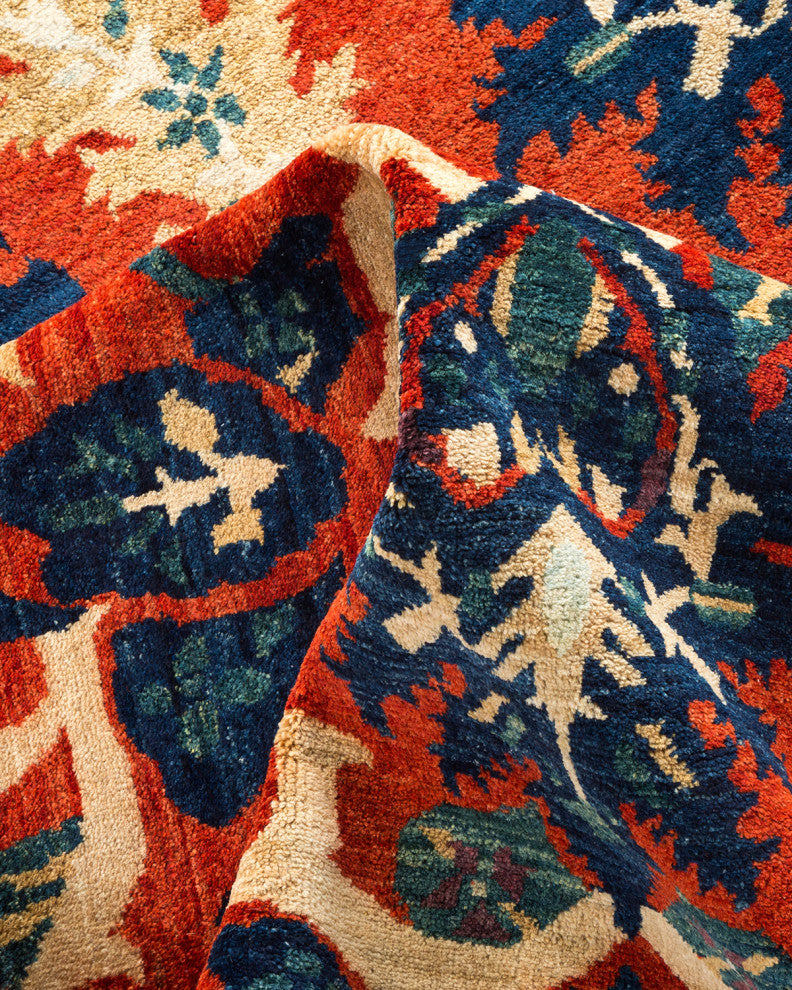 Eclectic, One-of-a-Kind Hand-Knotted Area Rug Orange, 6'7"x10'5"