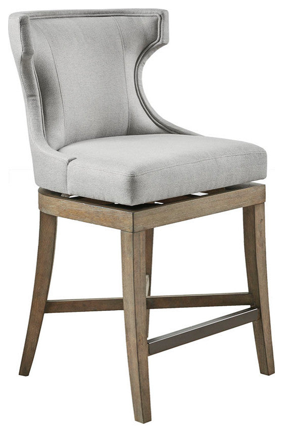 Madison Park Carson Counter Stool With Swivel Seat, Light Gray