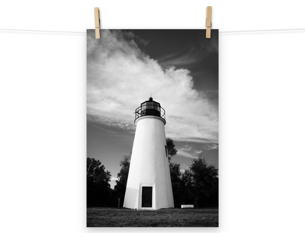 Touch the Sky Landscape Photo, Lighthouse Unframed Wall Art Print, 12" X 18"
