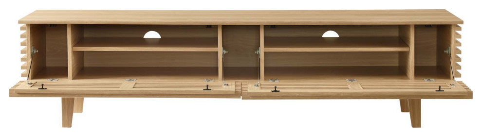 Media TV Stand Console Table, Wood, Brown Oak, Modern, Living Lounge Hospitality