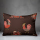 Roostern Pattern in Brown Throw Pillow