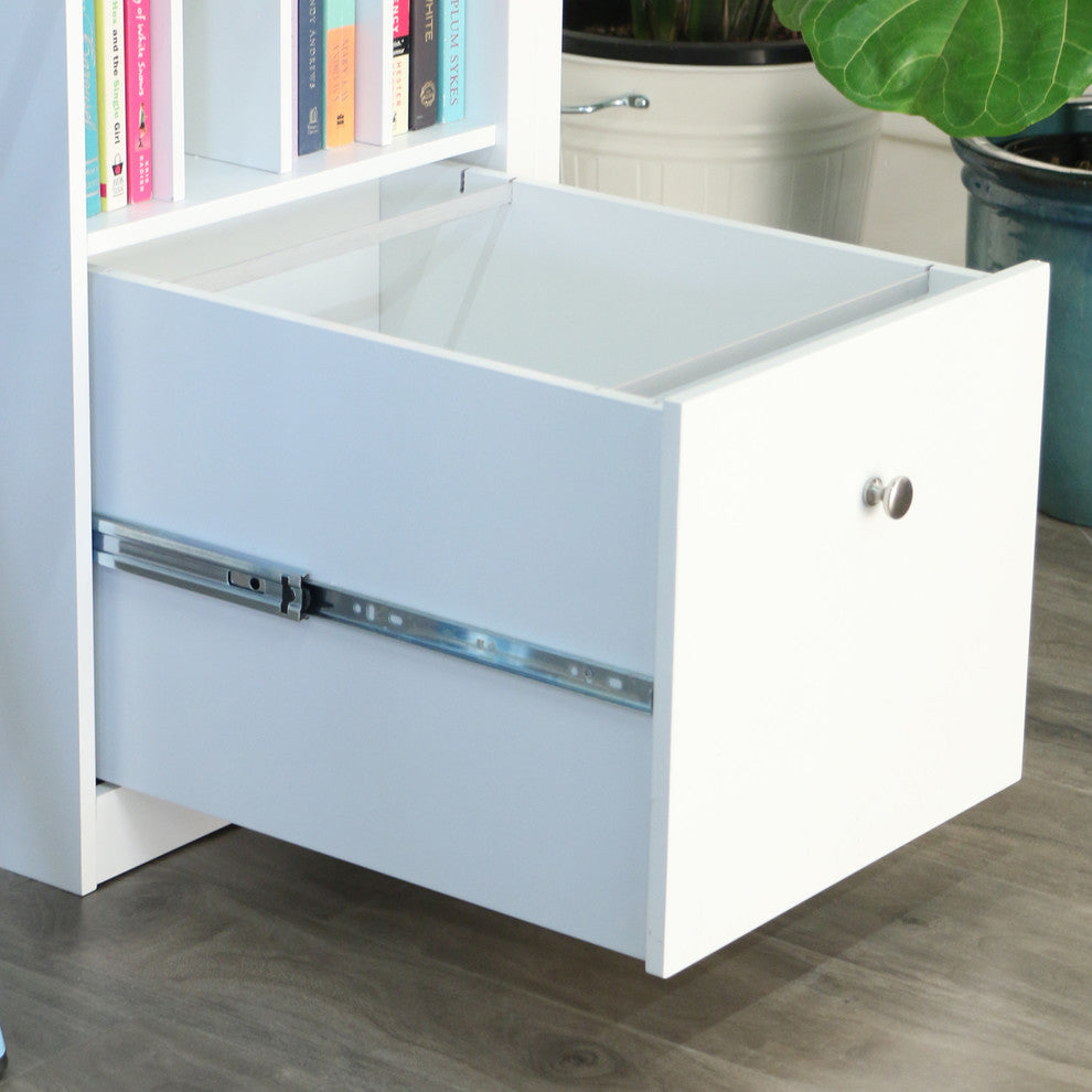 Home Office Deluxe Wood Storage Computer Desk, White