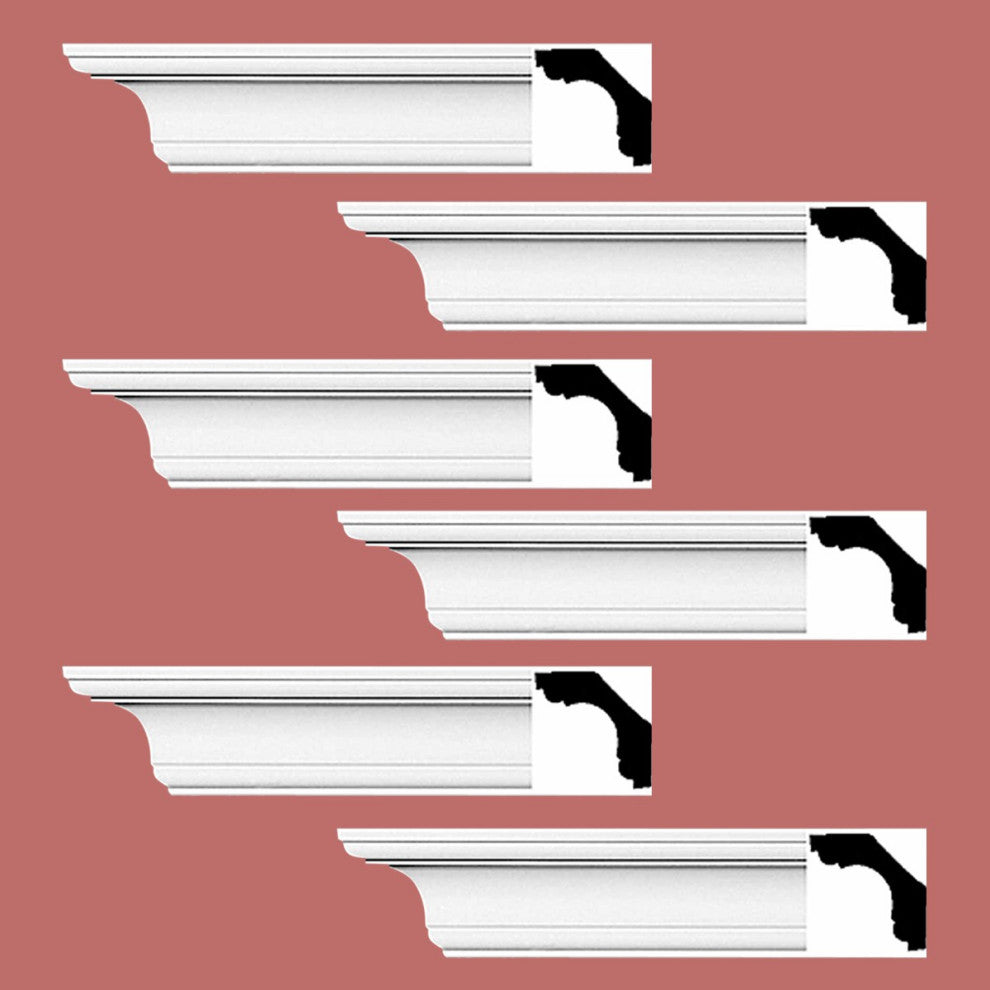 Cornice White Urethane New Britain Simple Design 6 Pieces Totaling 564" Length