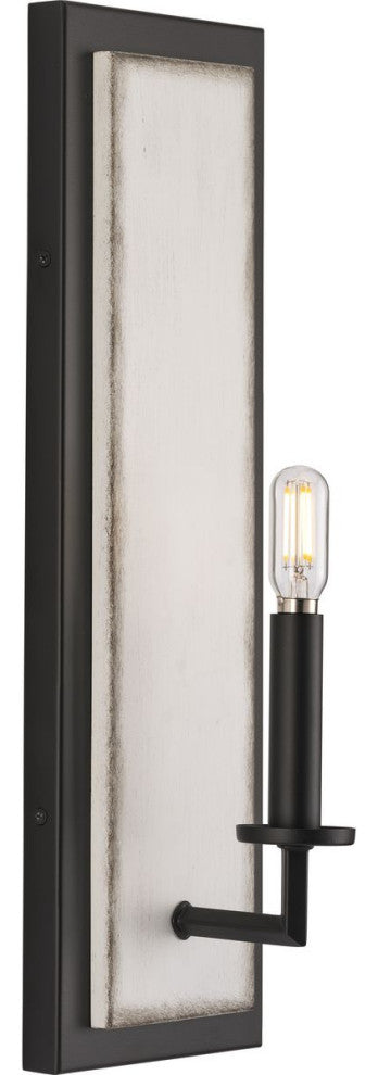 Galloway 1-Light 18" Matte Black Wall Sconce With Distressed White Accents