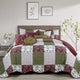Patchwork Quilted 8-Piece Bed Spread Coverlet Set, Burgundy, Queen