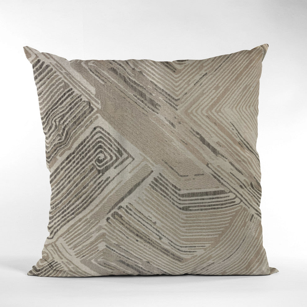 Plutus Brown Hidden Tour Abstract Luxury Throw Pillow, 20"x26"