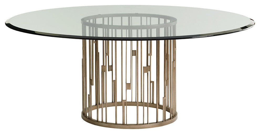 Rendezvous Round Metal Dining Table With 72" Glass Top