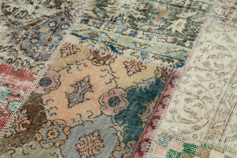 Rug N Carpet - Handwoven Oriental 5' 11" x 5' 11" Vintage Round Patchwork Rug