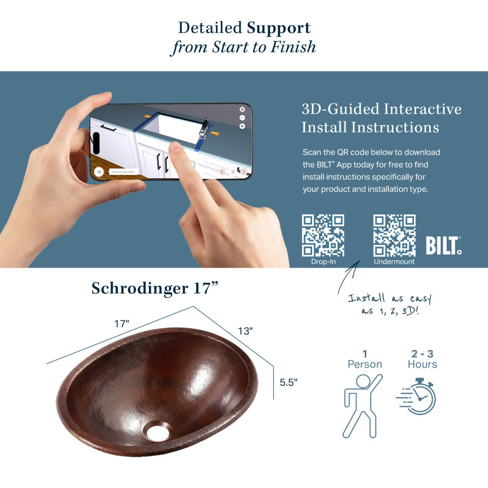 Schrodinger 17" Dual Flex Bathroom Sink in Copper