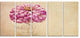 Pink Flower in Vase Watercolor, Floral Canvas Art Print, 60"x28", 5 Panels