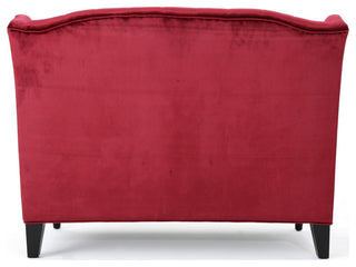 GDF Studio Leona Traditional High Back Tufted Winged Fabric Loveseat, Wine