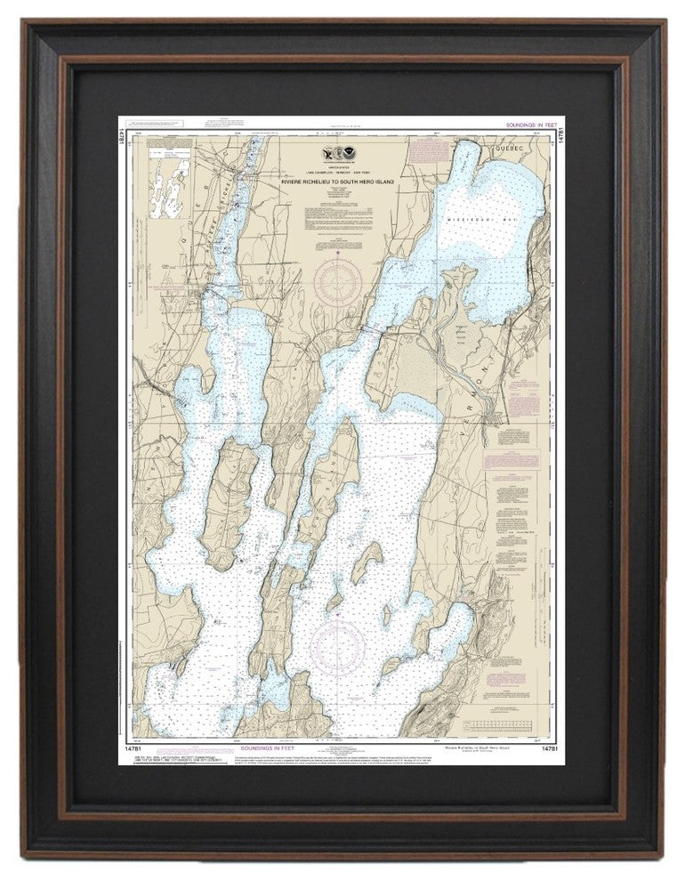 Nautical Chart, Lake Champlain, Riviere Richelieu to South Hero Island, 16x24