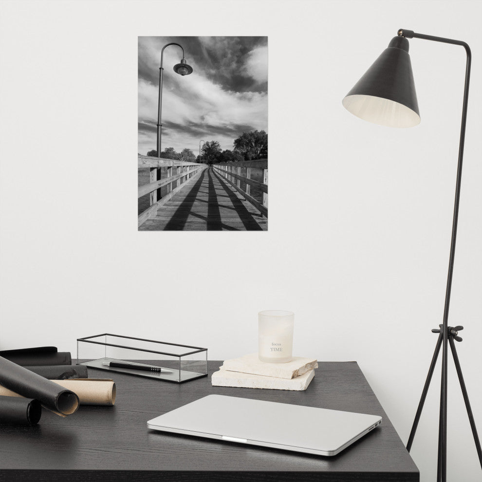 Follow the Lines Black & White Landscape Photo Unframed Wall Art Print, 12" X 18"