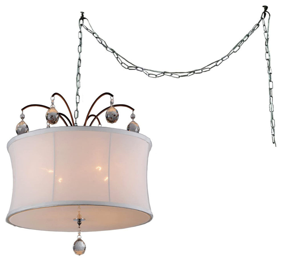 HomeRoots Felicity 5-light White Fabric 18"Bronze Swag Lamp