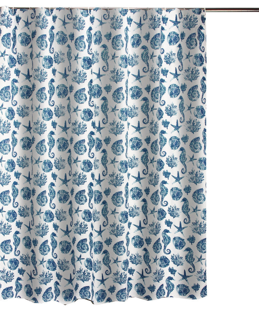 Greenland Home Fashions Pebble Beach Bath Shower Curtain, Blue 72x72