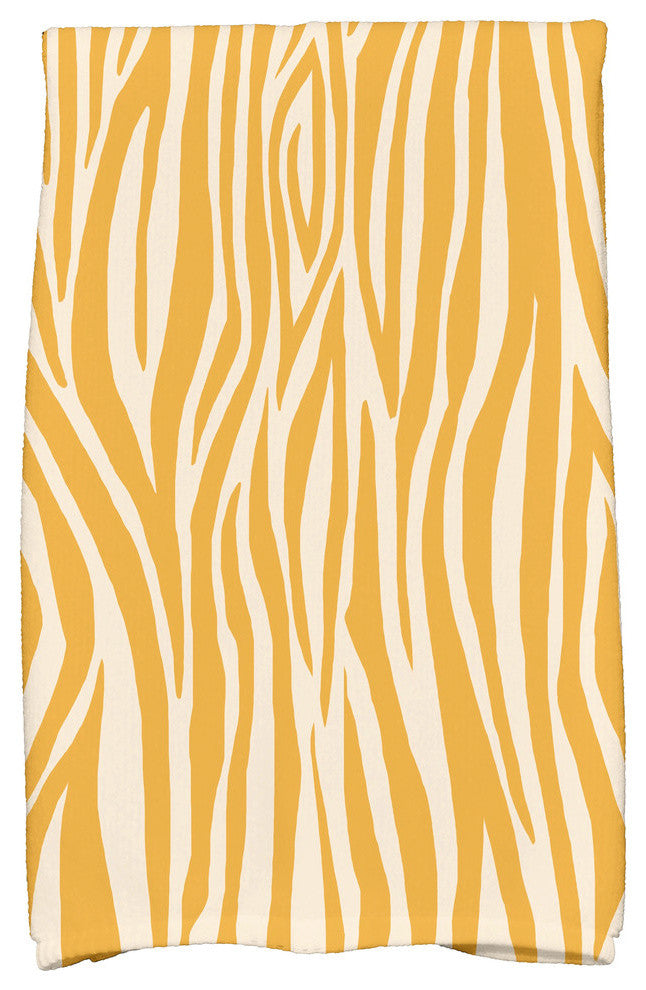 Wood Stripe Geometric Print Kitchen Towel, Gold