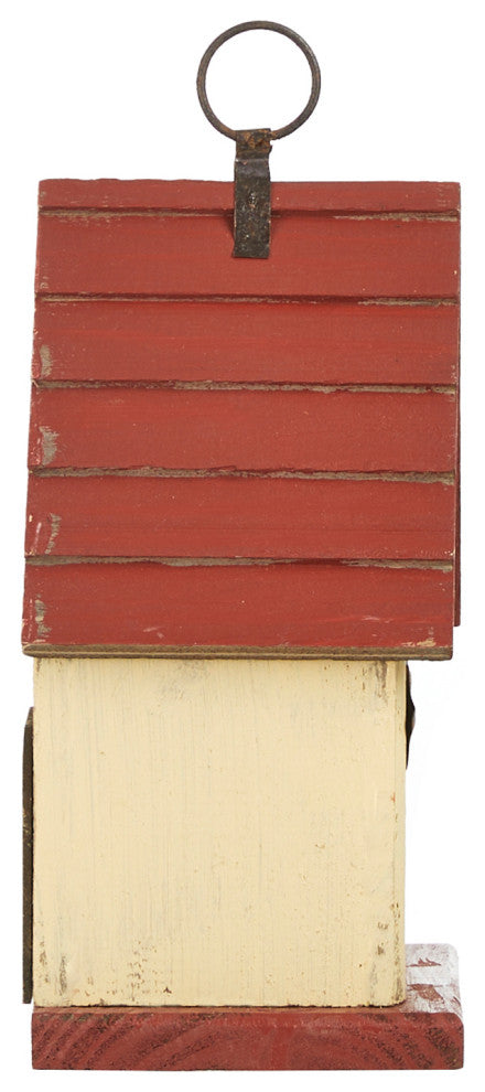 8.94"H Rustic Garden Distressed Wooden Birdhouse, Gambrel Roof