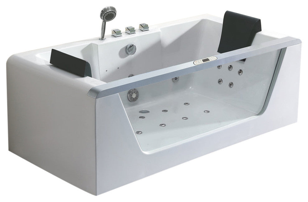 EAGO AM196ETL 6 ft Clear Rectangular Acrylic Whirlpool Bathtub for Two