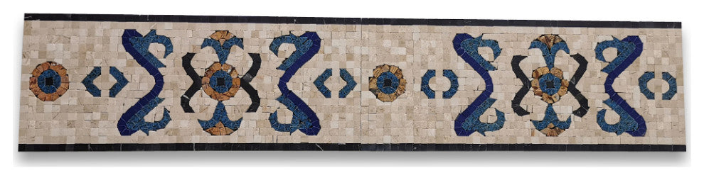 Royal Sapphire 7.1x17.3 Marble Mosaic Border Listello Tile Polished, 1 piece