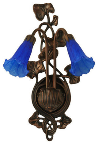 Meyda lighting 16677 11"W Blue Pond Lily 2 LT Wall Sconce