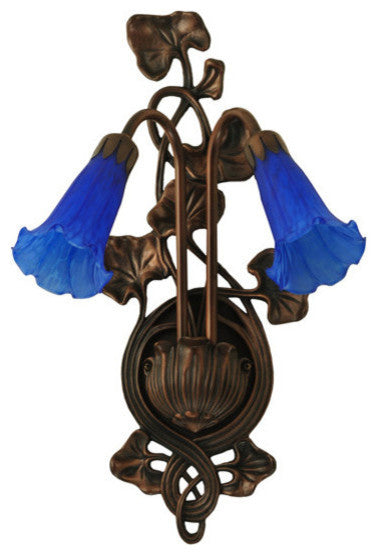 Meyda lighting 16677 11"W Blue Pond Lily 2 LT Wall Sconce
