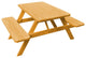 Pressure Treated Pine Picnic Table with Attached Benches, Natural Stain, 5 Foot, No Umbrella Hole