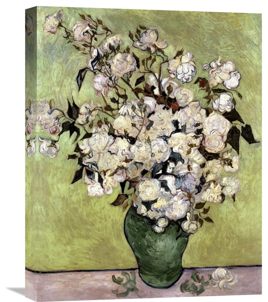 "Vase of Roses" Stretched Canvas Giclee by Vincent Van Gogh, 17"x22"