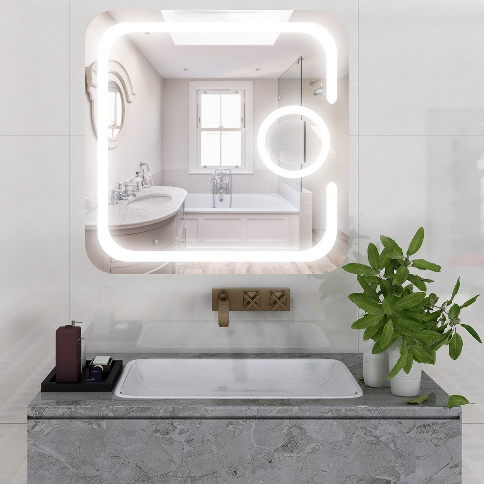 Vanity Art LED Lighted Bathroom Mirror With Touch Sensor and Magnifying Glass