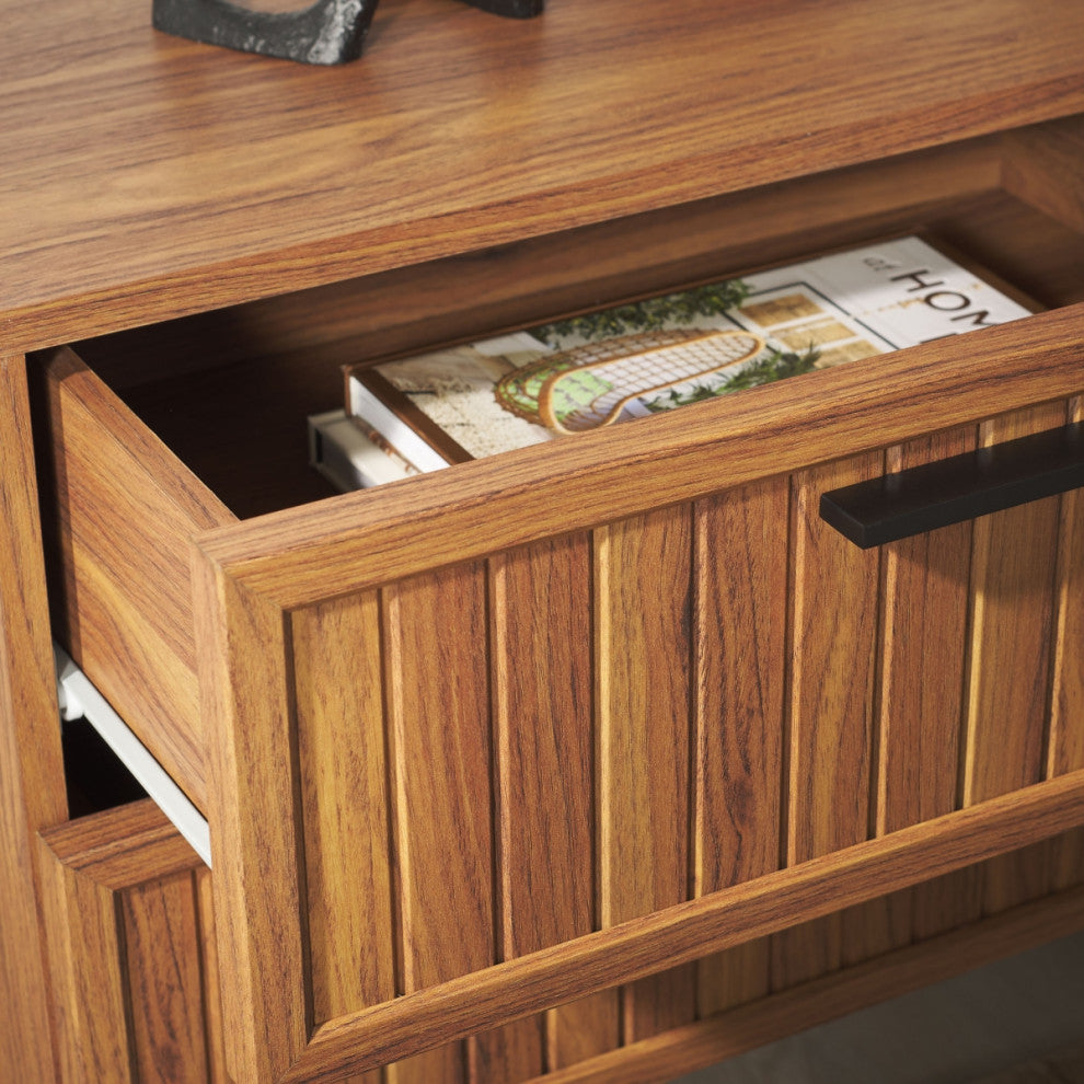 Safavieh Axelle 2 Drawer Nightstand, Walnut/Black
