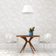 Abstract Artistic Floral Monochromatic Wallpaper, White on Gray, Sample