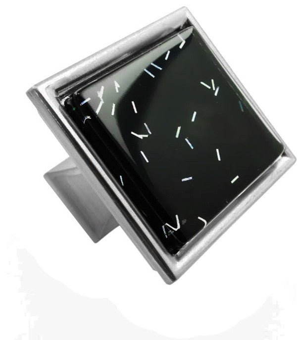 Black Iridescent Comet Crystal Glass Brushed Nickel Madison Classic Knob