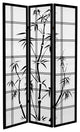 6' Tall Canvas Bamboo Tree Room Divider, Black, 3 Panels