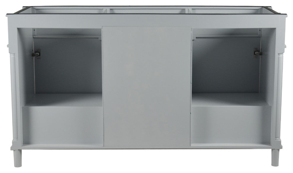 60" Double Vanity, Light Gray With White Carrara Marble Top