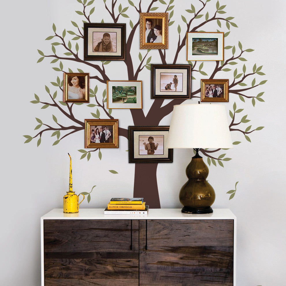 Narrow Family Tree Decal, Two Colors, Color Scheme A, 70"x90"