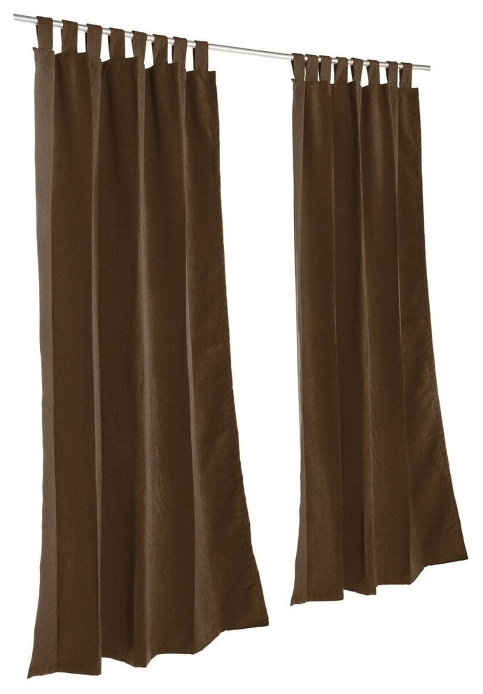 Canvas Bay Brown Sunbrella Outdoor Single-Panel Curtain With Tabs, 108"x50"