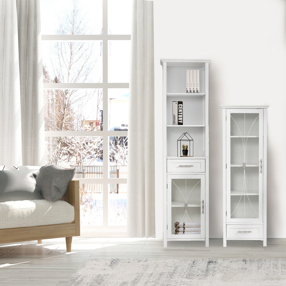 Wooden Bathroom Linen Tall Storage Cabinet