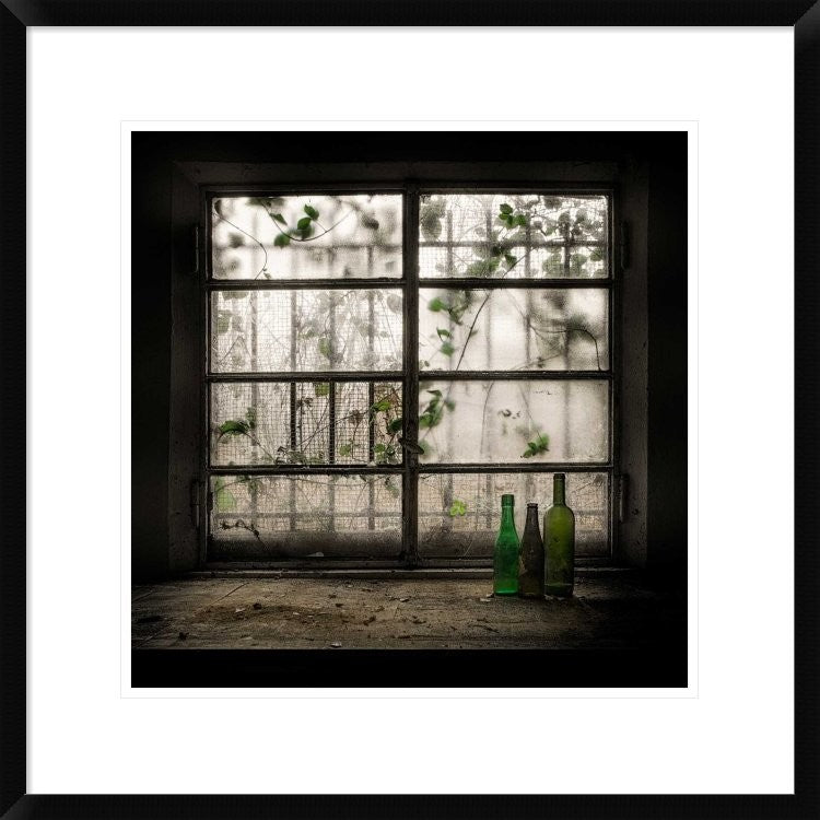 "Still-Life With Glass Bottle" Framed Digital Print by Vito Guarino, 24x24"